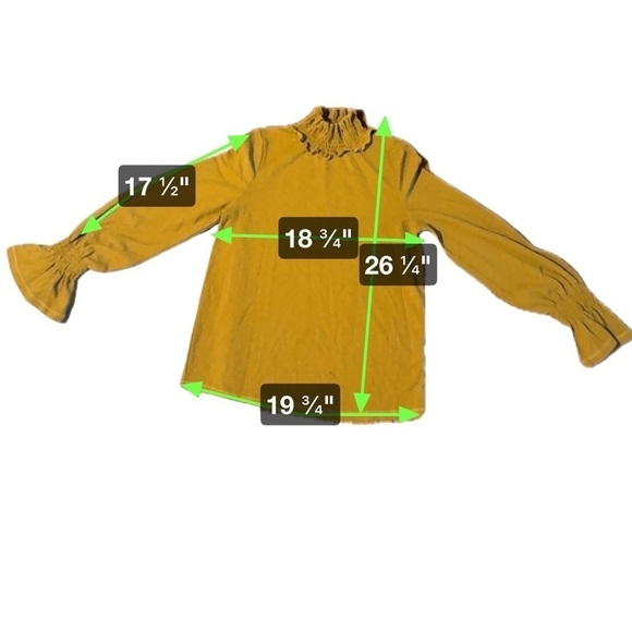 Patrizia Luca Women’s Mustard Saffron Frilly Turtleneck Long Sleeve Blouse M - Picture 6 of 8